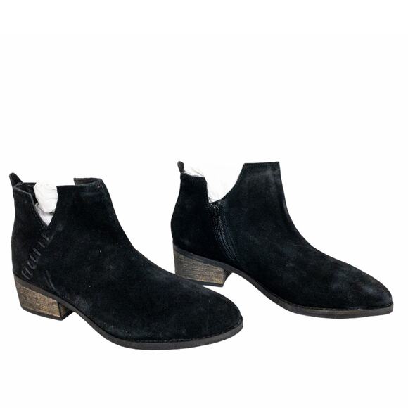 Diba True Silver Studded Black Vio Lyn Suede Block Heel Ankle Boots 8.5 Women's - Picture 4 of 12